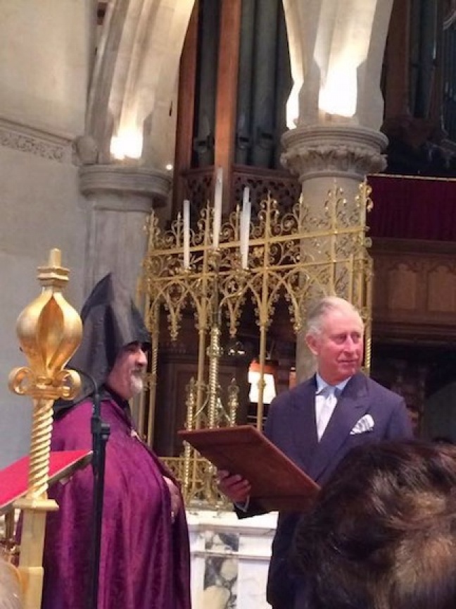 Prince Charles at London's St. Yeghiche Church with Right Rev. Bishop Vahan Hovenessian