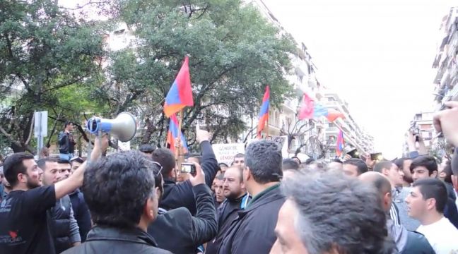 Θεσσαλονίκη: 100ή Επέτειος της Γενοκτονίας των Αρμενίων - Πορεία διαμαρτυρίας πρός την Τουρκική πρεσβεία