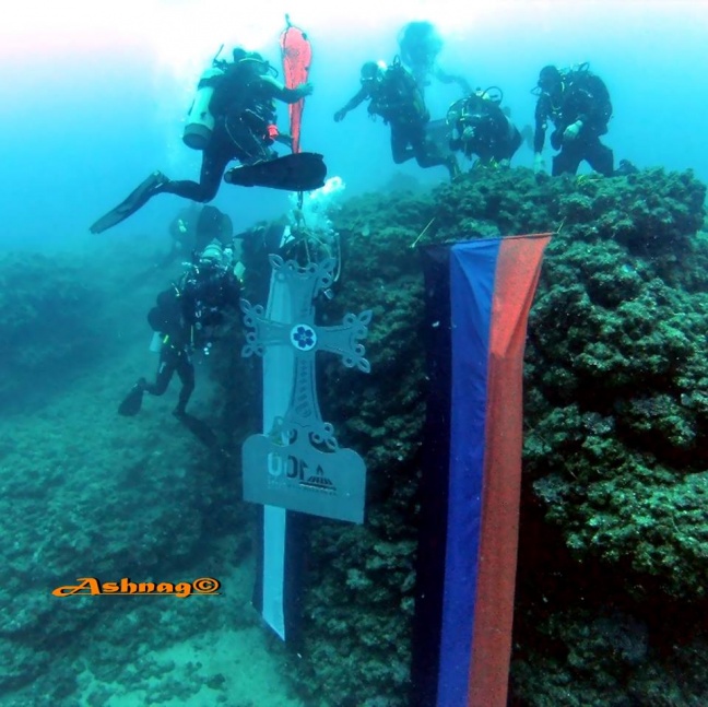 Armenian Genocide memorial cross has been placed underwater in Lebanon