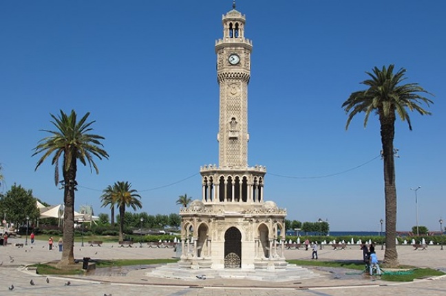 A clock tower in Izmir, Turkey