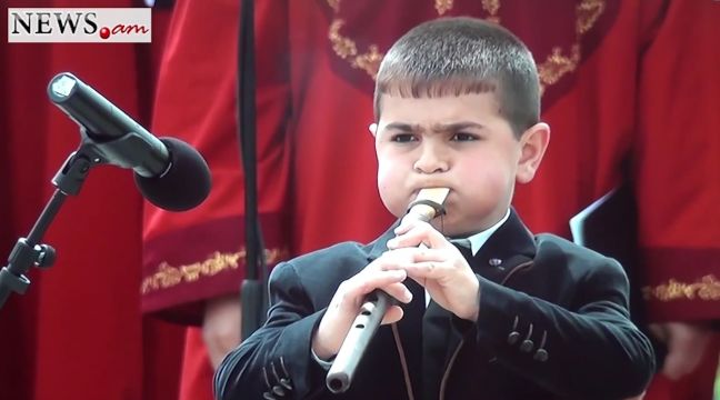 7 year old Armenian boy plays duduk at Genocide Commemoration Ceremony